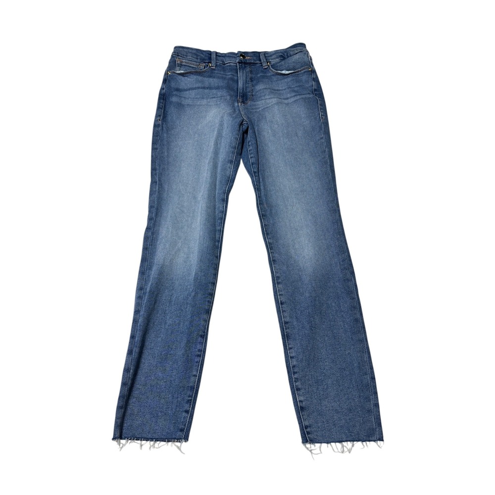 Good American Good Legs Crop Jeans Blue Raw Hem GL941CET Womens‎ Size 10/30 L29